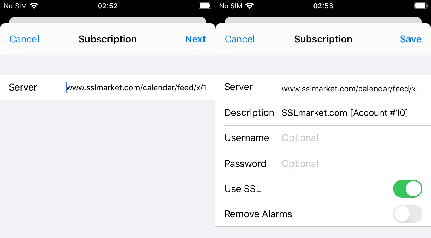 Calendar settings on iPhone