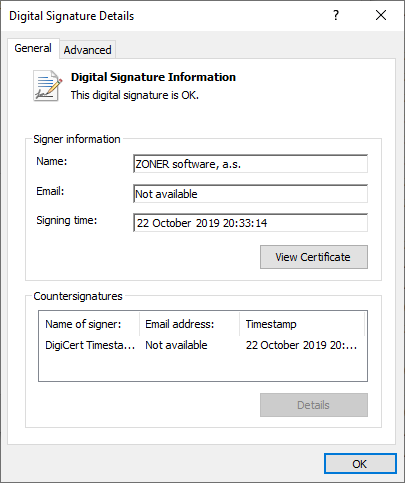 Detail of the certificate Thawte Code Signing Detail of the certificate Thawte Code Signing