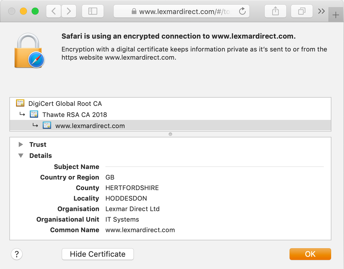Thawte Web Server in the browser Thawte Web Server in the browser