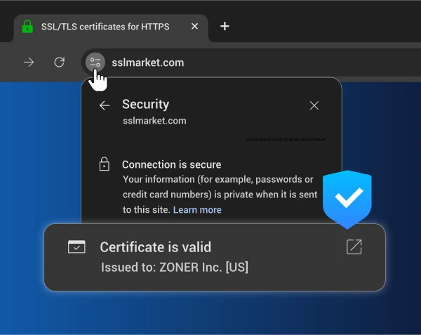 Displaying the EV certificate in the browser