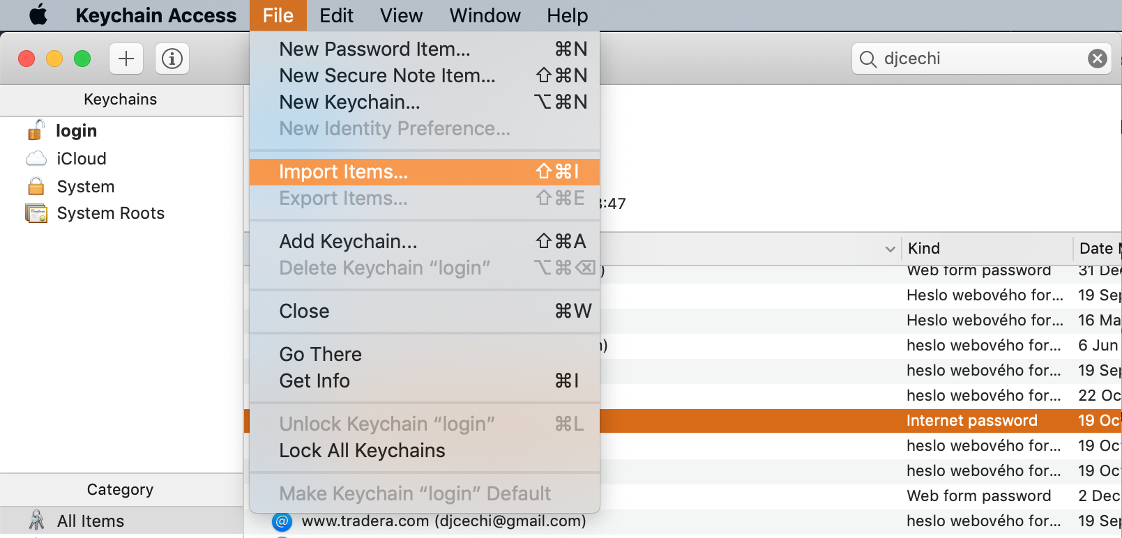 Certificate import