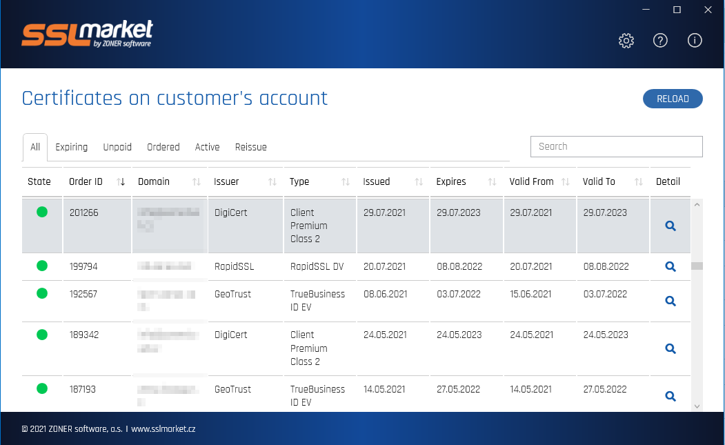 SSLmarket application for Windows