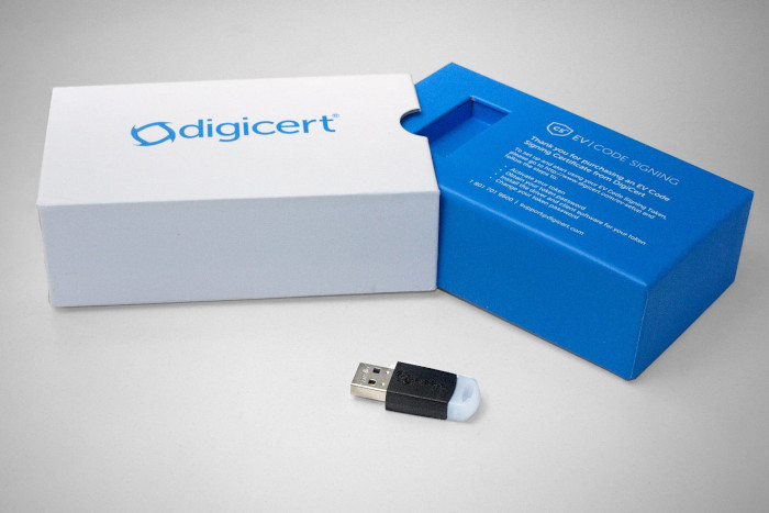 HW token with the certificate you will receive with DigiCert Code Signing EV HW token with the certificate you will receive with DigiCert Code Signing EV