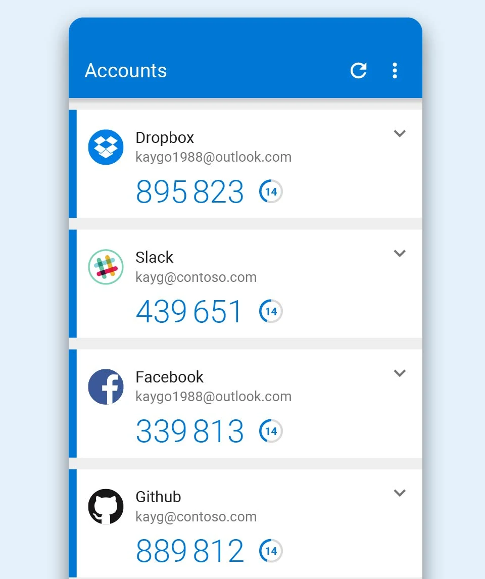 OTP codes in Microsoft Authenticator